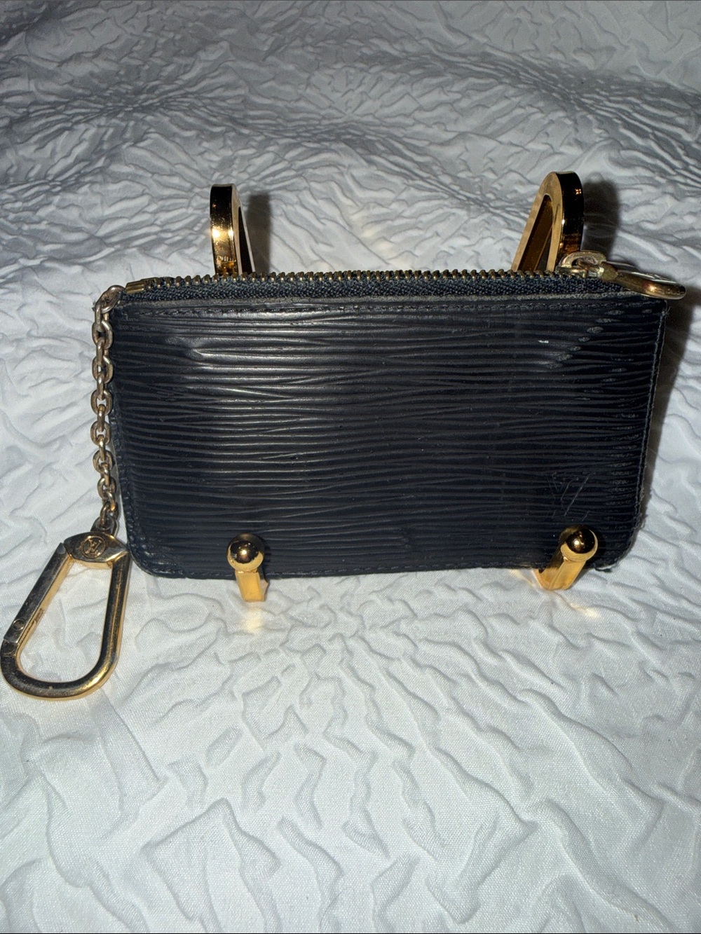 Louis Vuitton Black Epi Leather Key Pouch with Gold Hardware